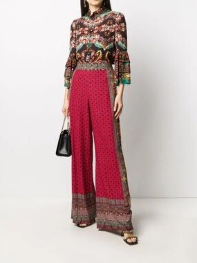 Alice + Olivia Wide-Leg High Rise Printed Palazzo Pants